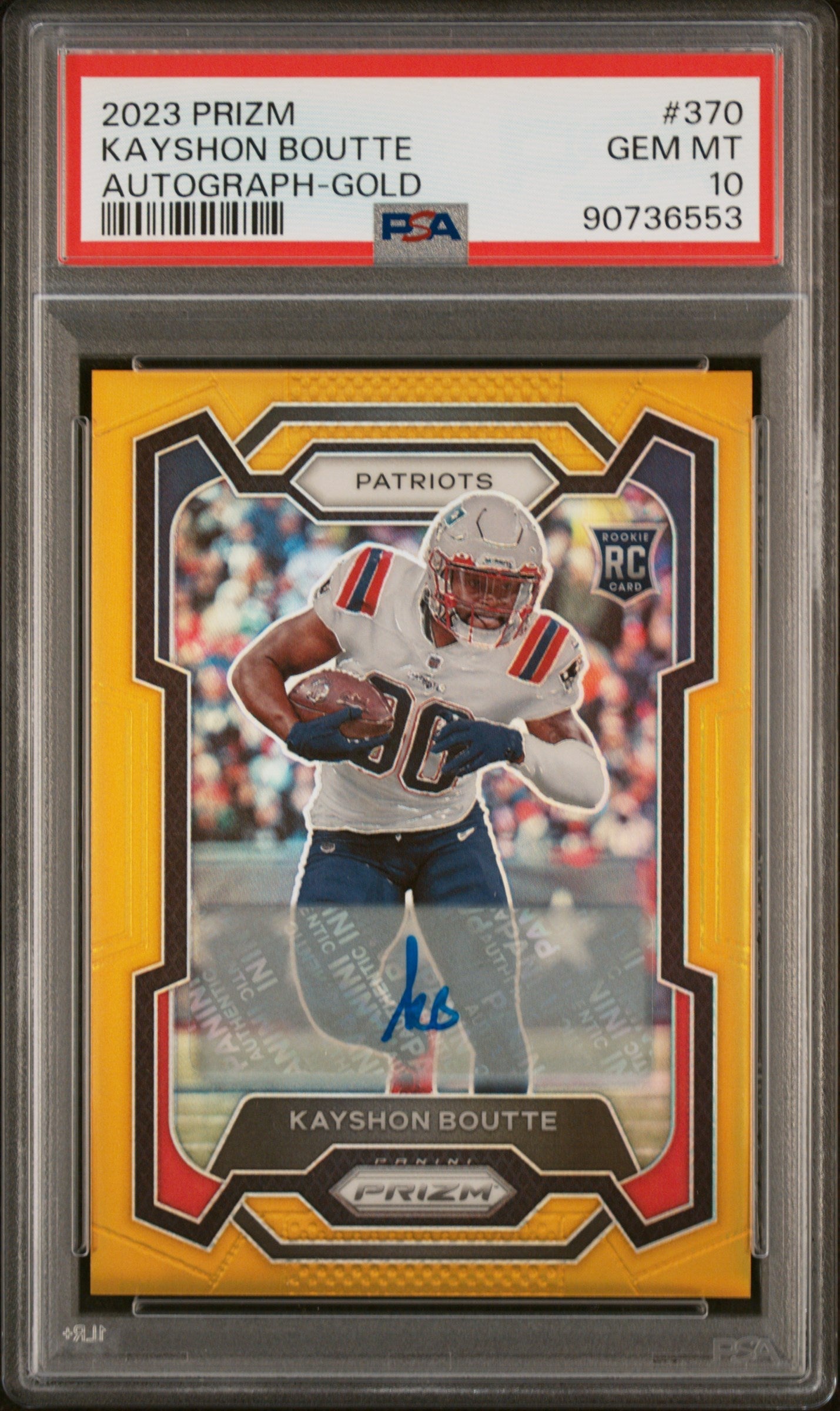 2023 Panini Prizm Autograph-Gold Kayshon Boutte #370 /10 PSA 10