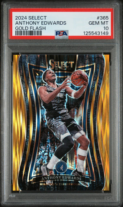 2024 Panini Select Gold Flash Anthony Edwards #365 /10 PSA 10