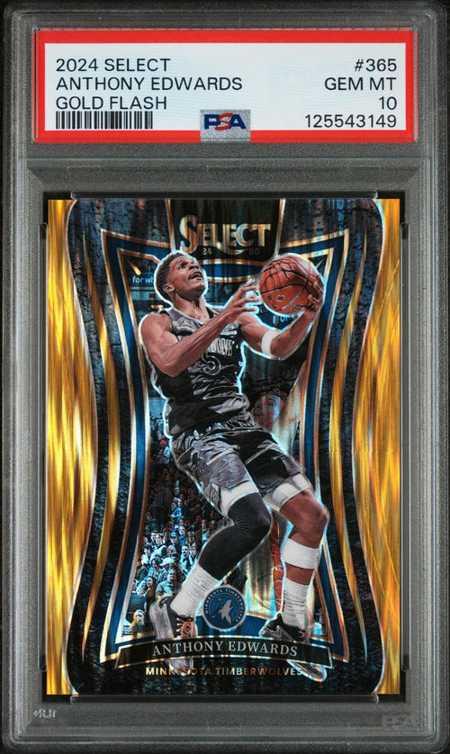 2024 Panini Select Gold Flash Anthony Edwards #365 /10 PSA 10