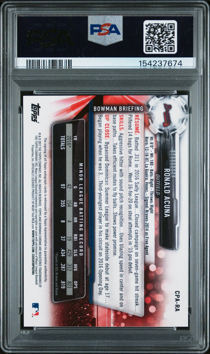 2017 Bowman Chrome Prospect Autograph Ronald Acuna #CPA-RA PSA 9