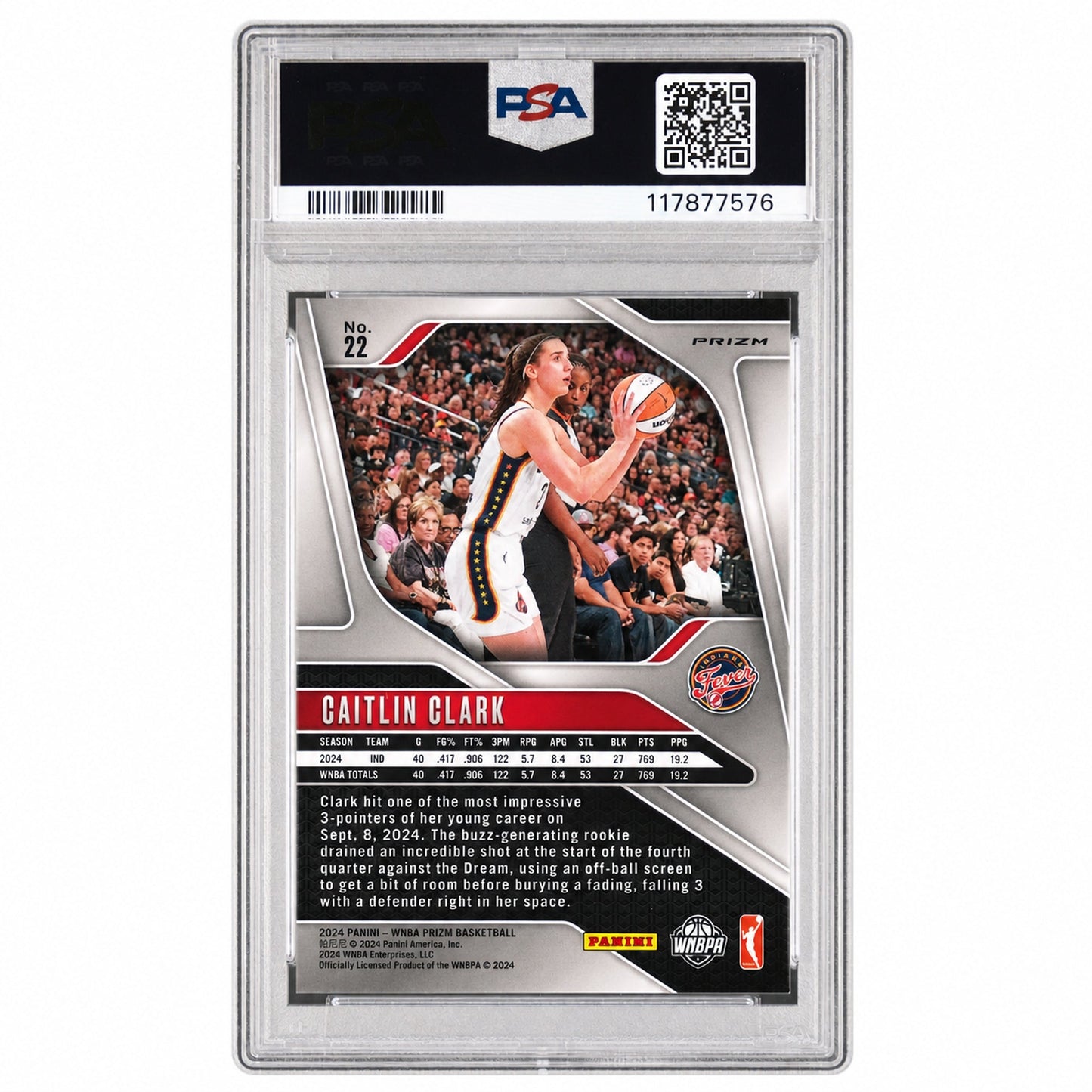 2024 Panini Prizm WNBA WNBA Logo Prizm Caitlin Clark #22 PSA 9