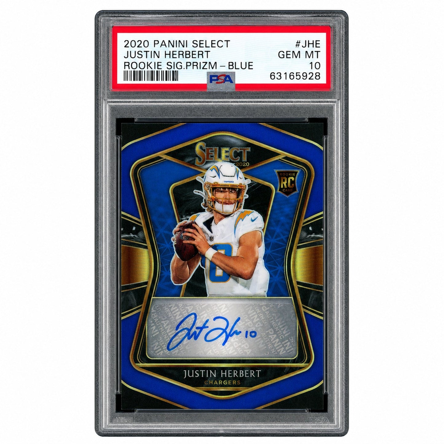 2020 Panini Select Rookie Signature Prizm Blue Justin Herbert #4 /35 PSA 10 63165928