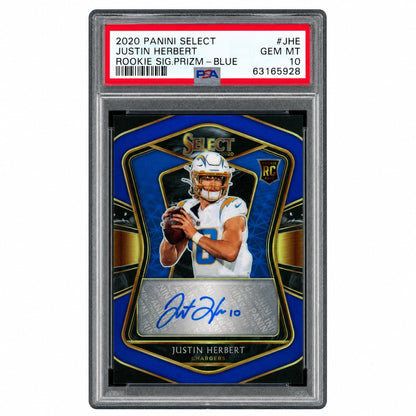 2020 Panini Select Rookie Signature Prizm Blue Justin Herbert #4 /35 PSA 10 63165928