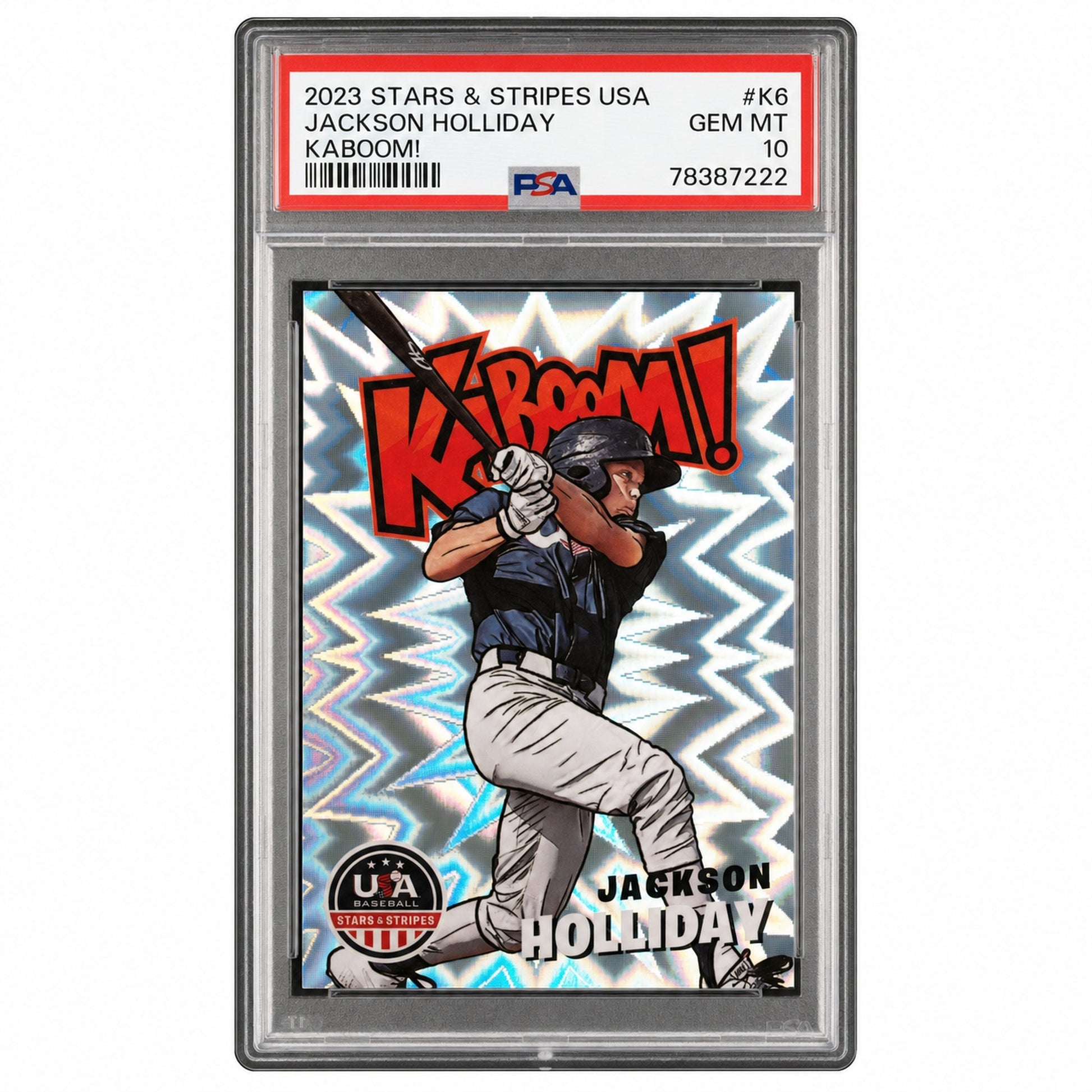 2023 Panini USA Baseball Stars and Stripes Kaboom! Jackson Holliday #K6 PSA 10