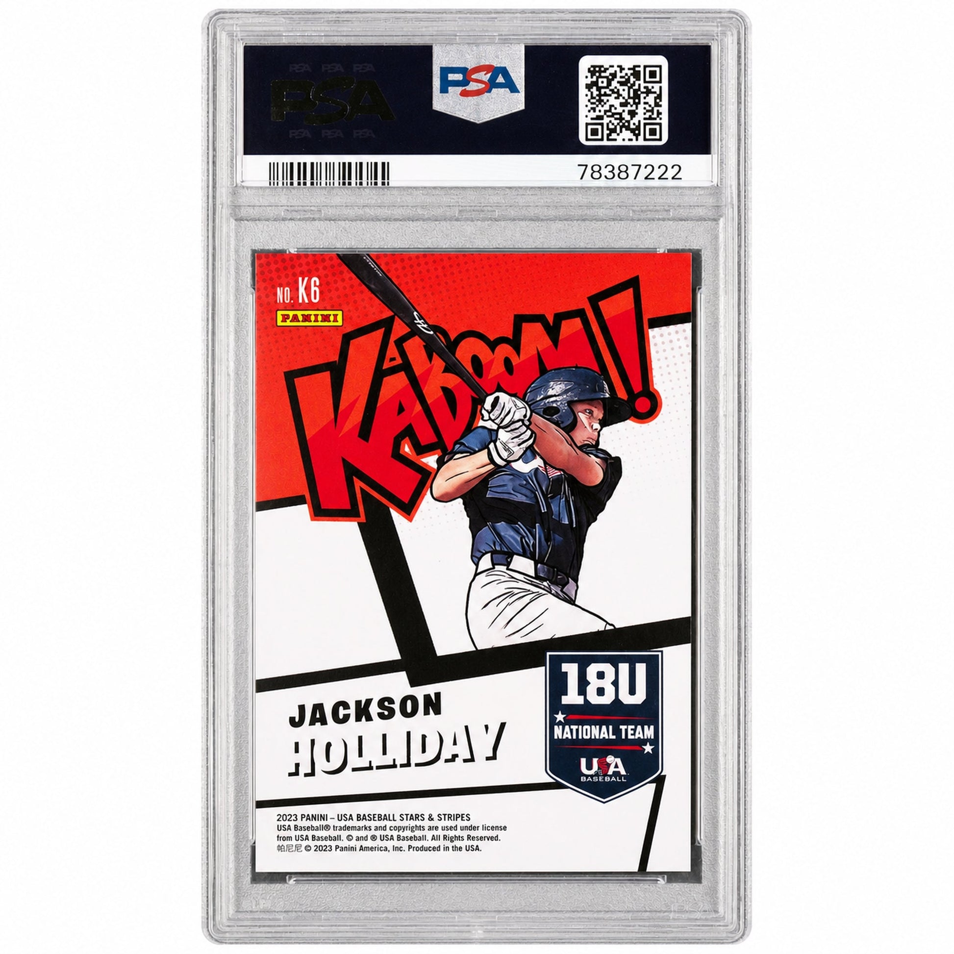 2023 Panini USA Baseball Stars and Stripes Kaboom! Jackson Holliday #K6 PSA 10