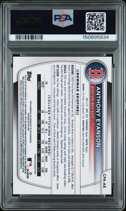 2025 Bowman Draft Chrome Prospect Autographs Hta Choice Anthony Eyanson #CPA-AE /150 PSA 10