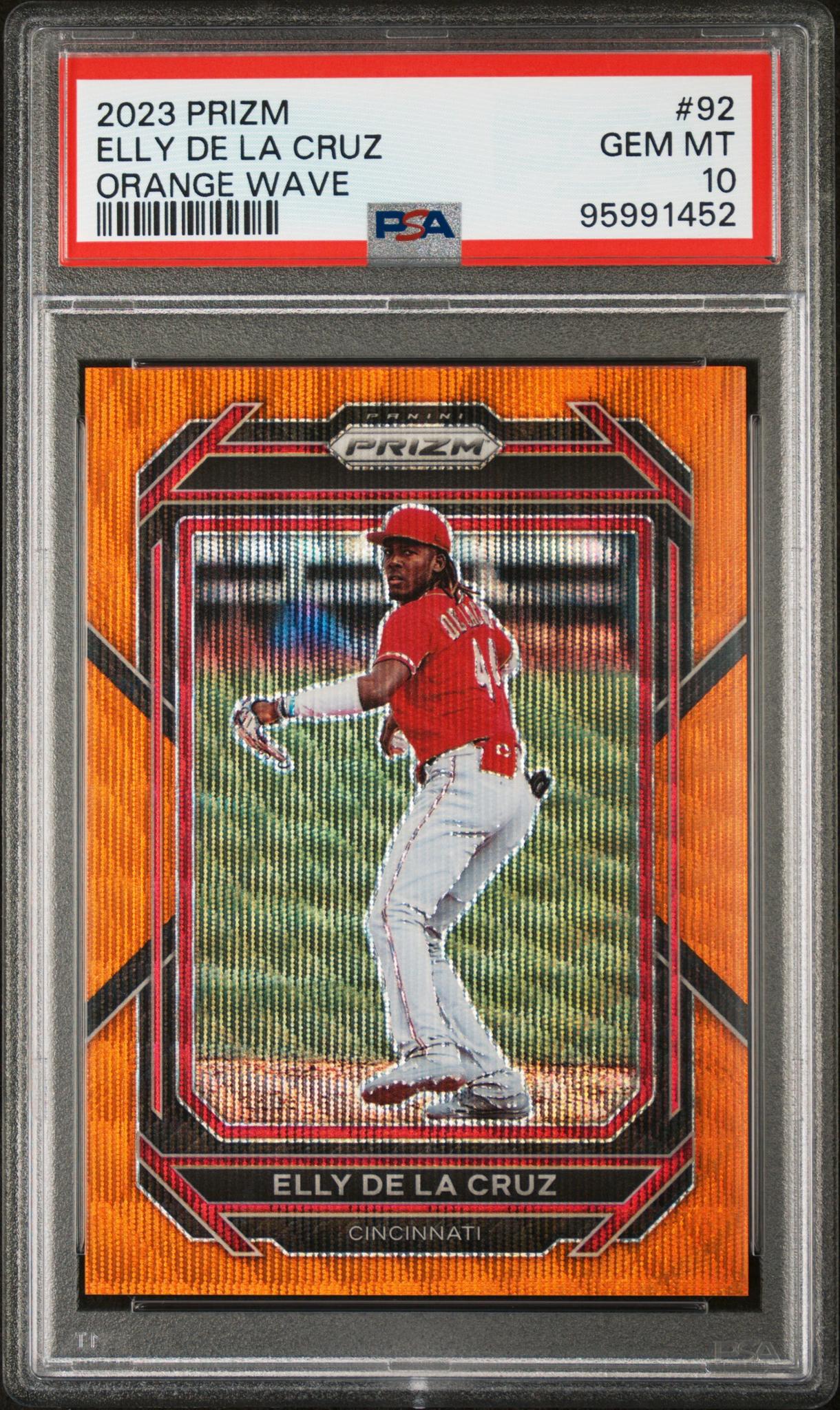 2023 Panini Prizm Orange Wave Elly De La Cruz #92 /50 PSA 10