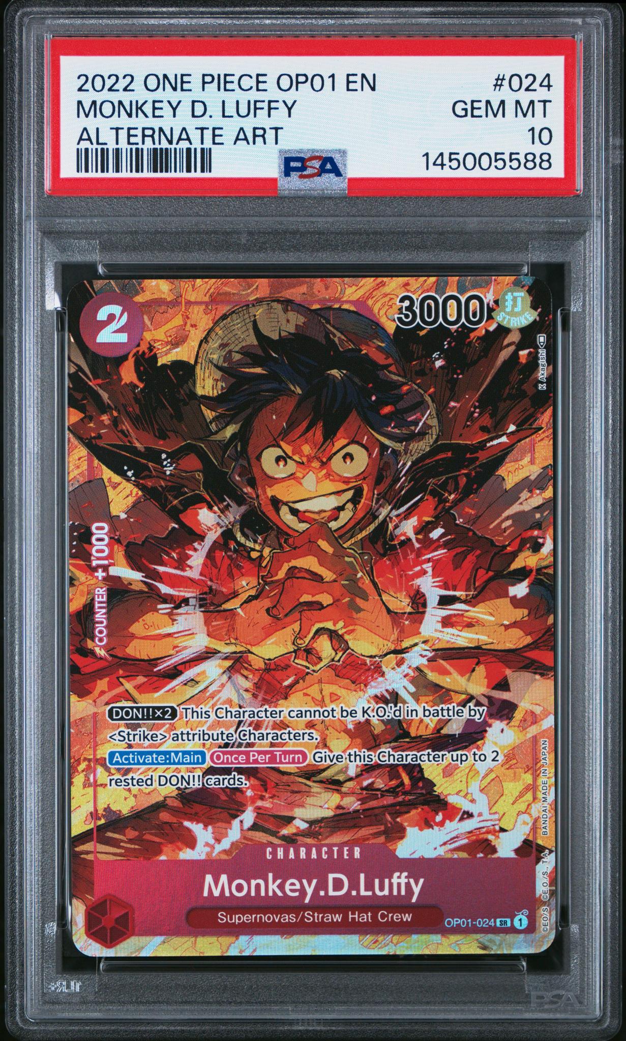2022 One Piece Romance Dawn Alternate Art Monkey D. Luffy #OP01024 PSA 10