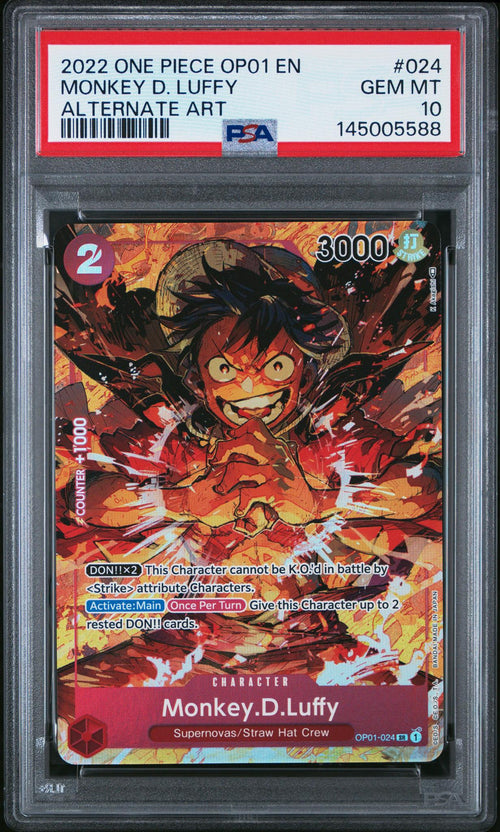 2022 One Piece Romance Dawn Alternate Art Monkey D. Luffy #OP01024 PSA 10
