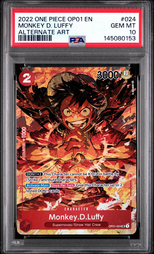 2022 One Piece Romance Dawn Alternate Art Monkey D. Luffy #OP01024 PSA 10