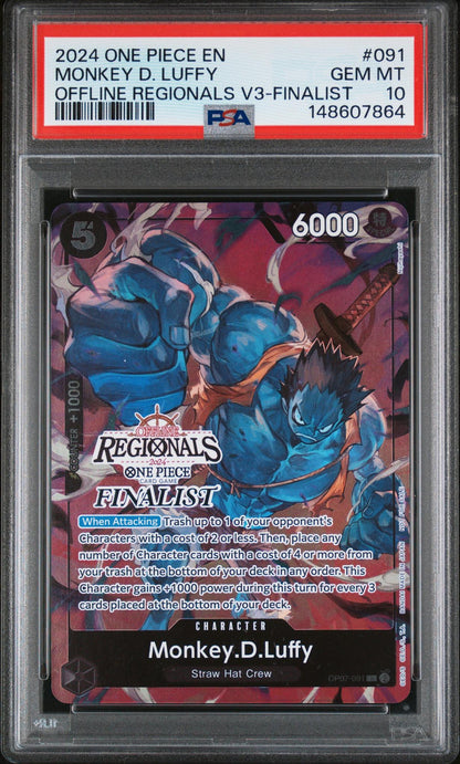 2024 One Piece Promo Offline Regional Volume 3 Finalist Monkey D. Luffy #OP07-091 PSA 10