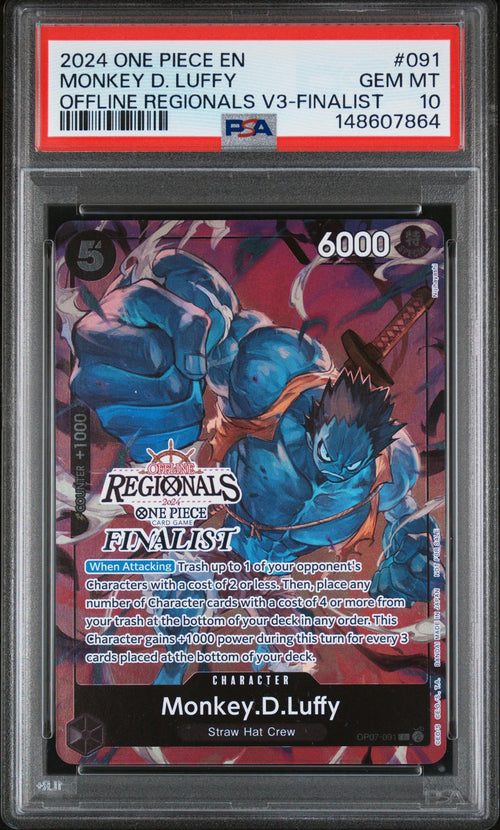 2024 One Piece Promo Offline Regional Volume 3 Finalist Monkey D. Luffy #OP07-091 PSA 10