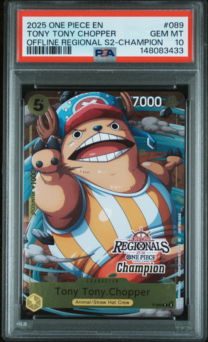 2025 One Piece Promo Offline Regional Champion Card Set '25 Volume 2 Tony Tony Chopper #P089 PSA 10
