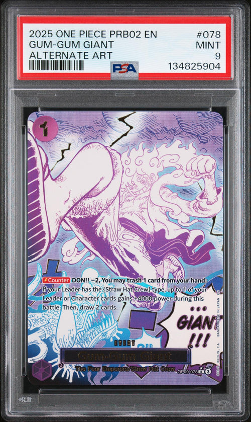2025 One Piece the Best Premium Booster Volume 2 Alternate Art Gum Gum Giant #OP09-078 PSA 9