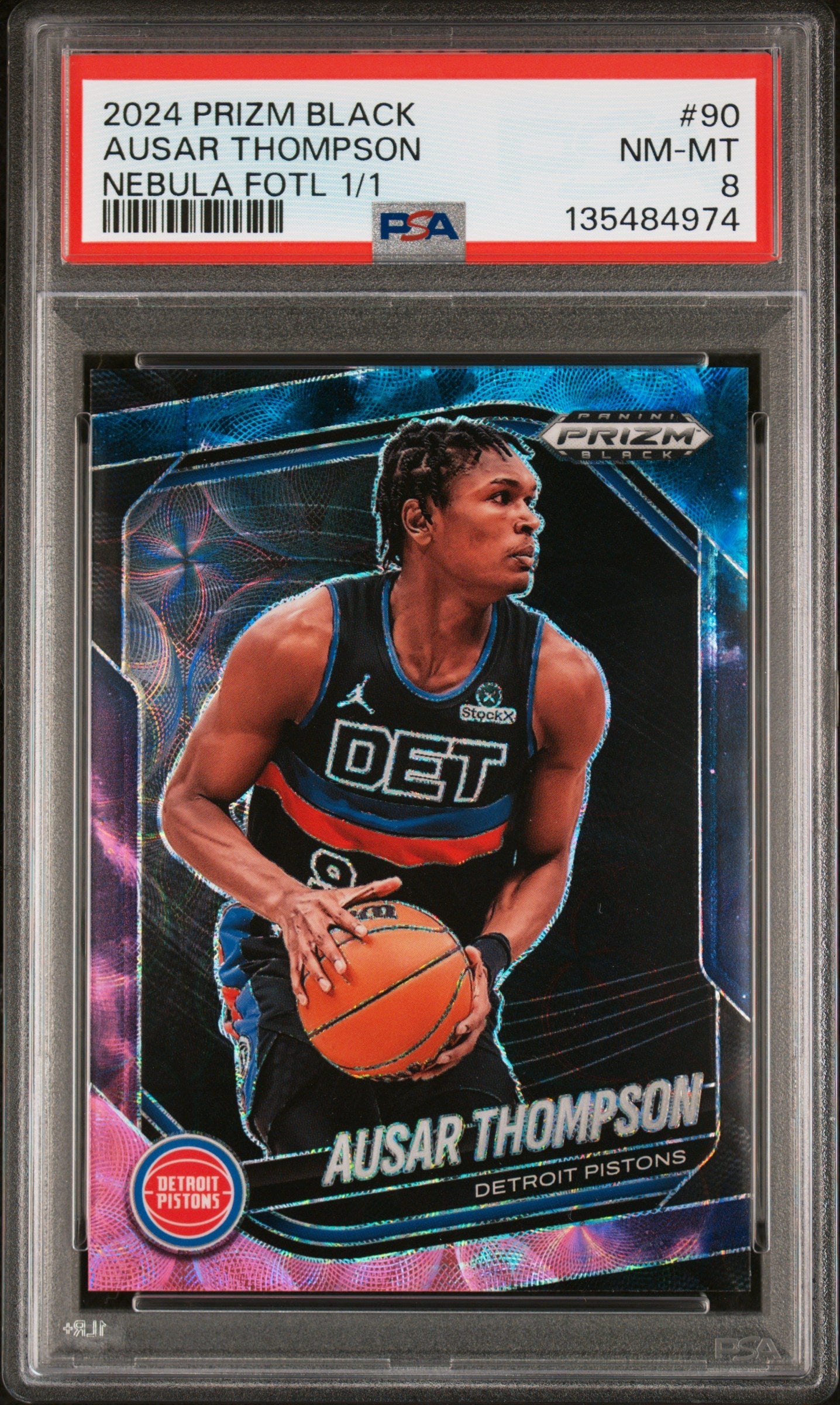 2024 Panini Prizm Black Nebula Fotl Ausar Thompson #90 /1 1/1 PSA 8
