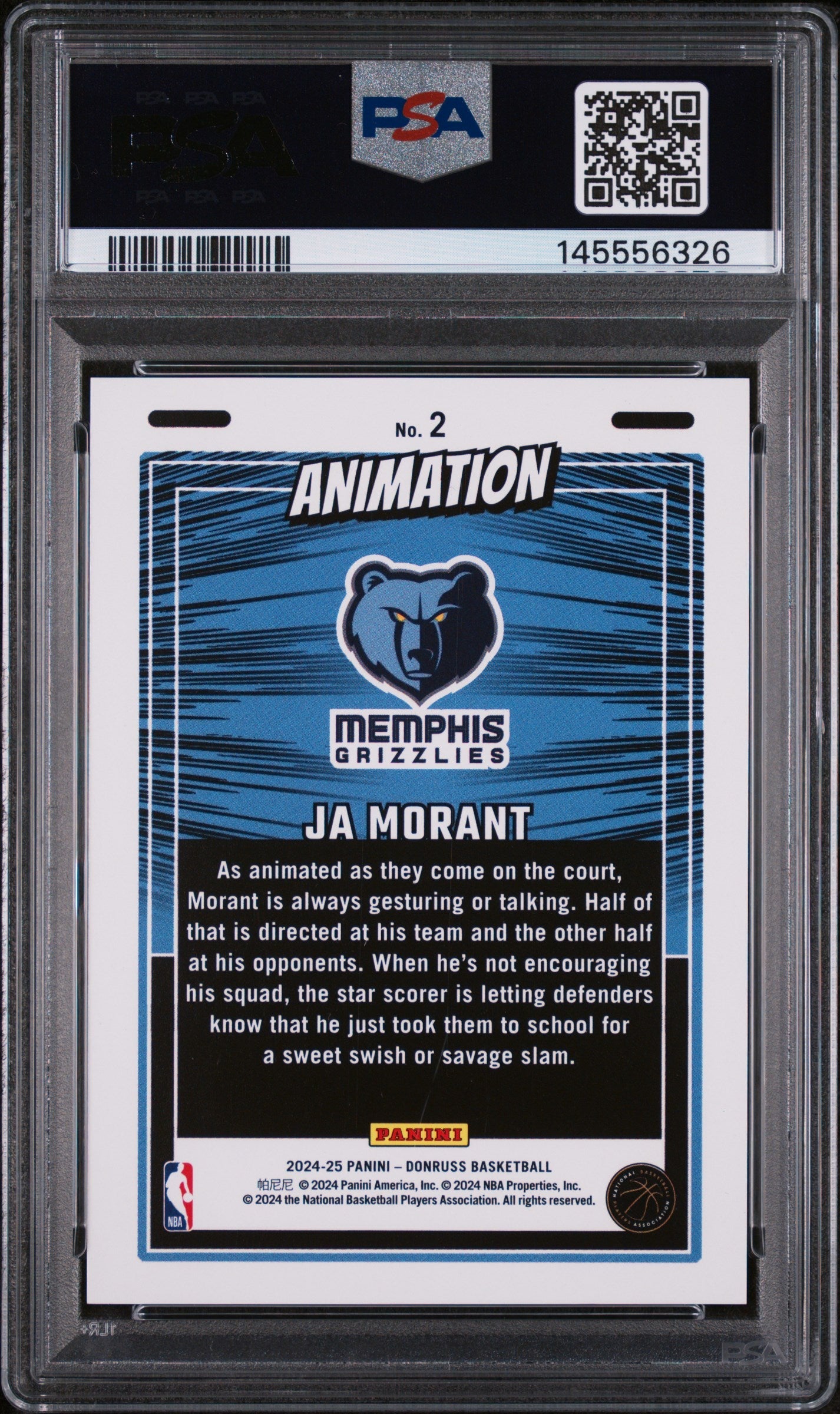2024 Panini Donruss Animation Ja Morant #2 PSA 10