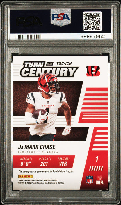 2021 Panini Chronicles Elite Turn of the Century Autographs Gold Ja'Marr Chase #TOCJCH PSA 8