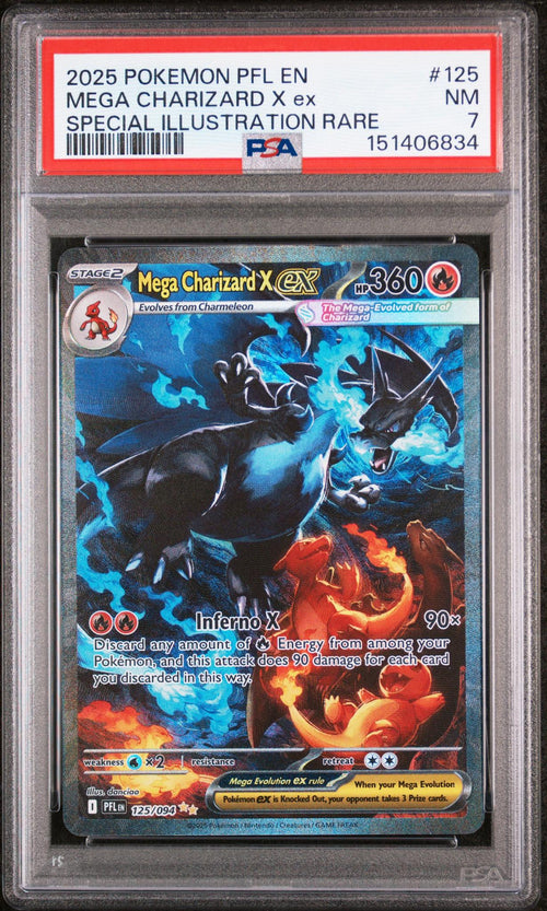 2025 Pokemon Mega Evolution Phantasmal Flames Special Illustration Rare Mega Charizard X Ex #125 PSA 7