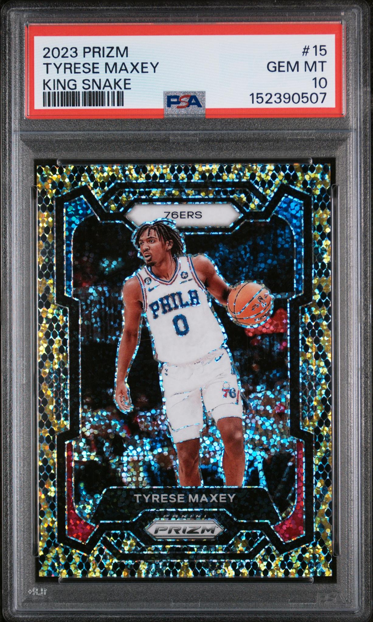 2023 Panini Prizm King Snake Tyrese Maxey #15 PSA 10