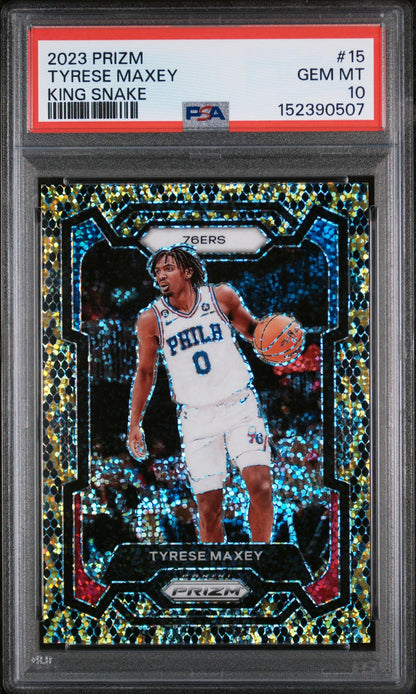 2023 Panini Prizm King Snake Tyrese Maxey #15 PSA 10