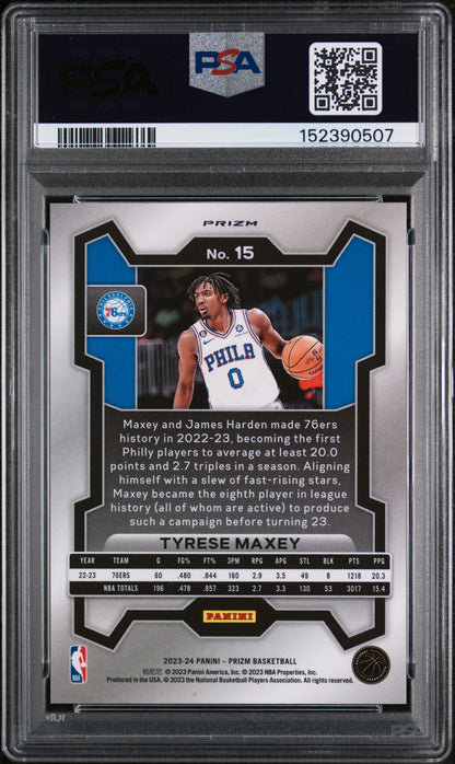 2023 Panini Prizm King Snake Tyrese Maxey #15 PSA 10