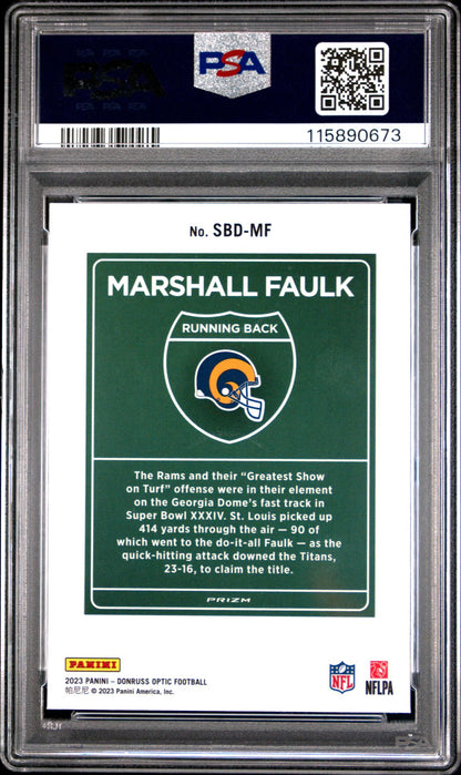 2023 Donruss Optic Super Bowl Downtown Marshall Faulk #SBDMF PSA 10