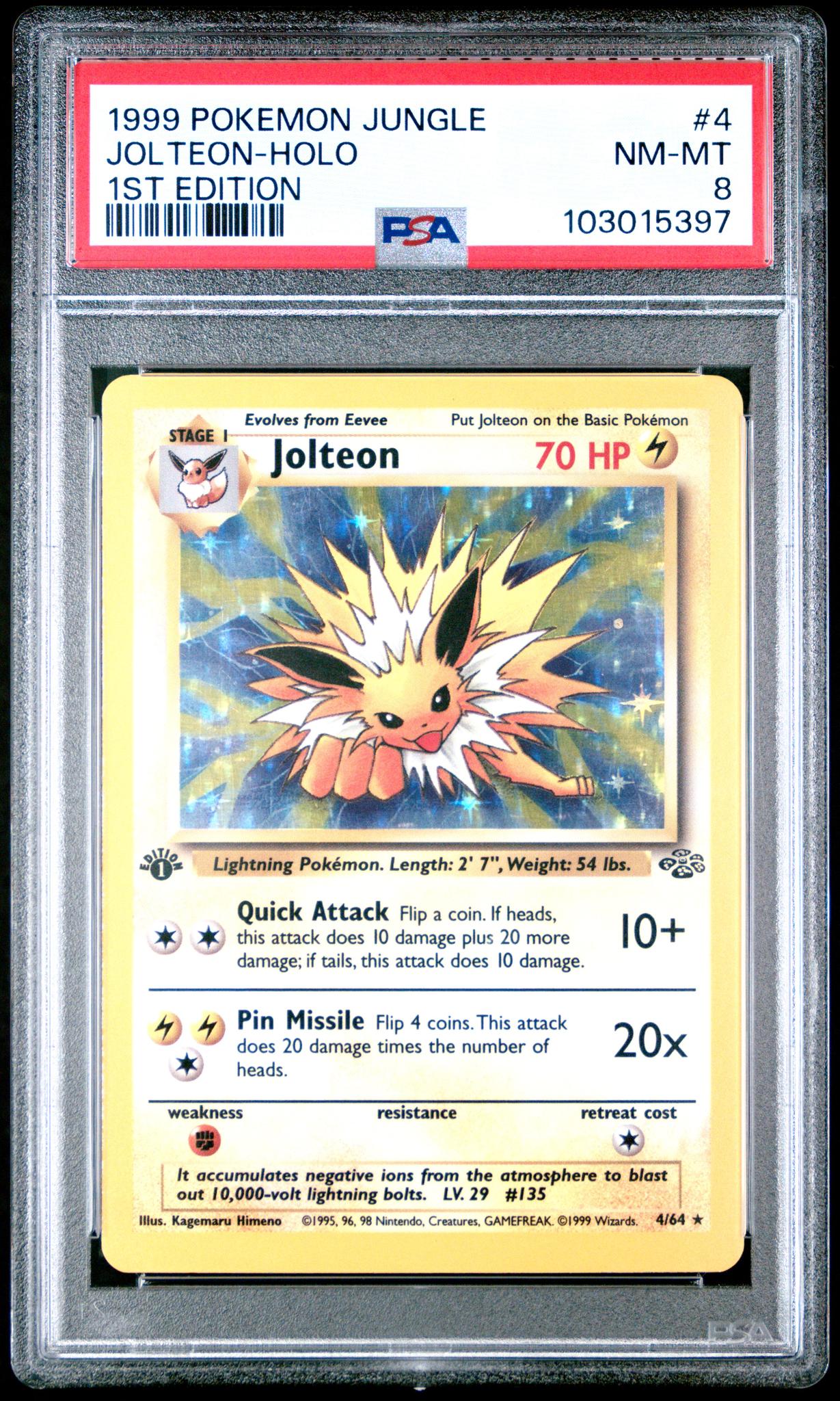 1999 Pokemon Jungle 1st Edition Holo Jolteon #4 PSA 8