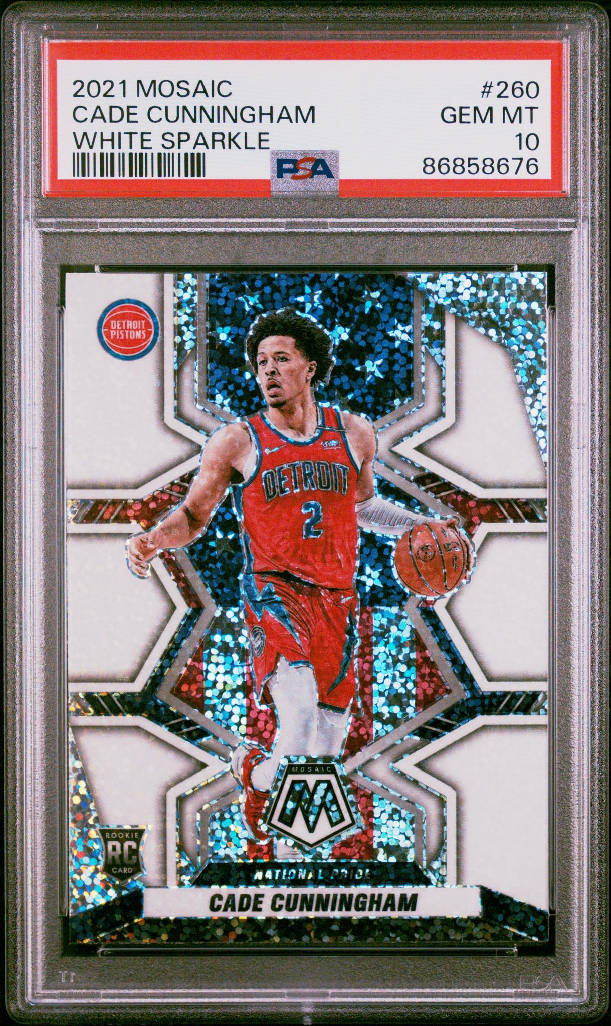 2021 Panini Mosaic White Sparkle Cade Cunningham #260 PSA 10