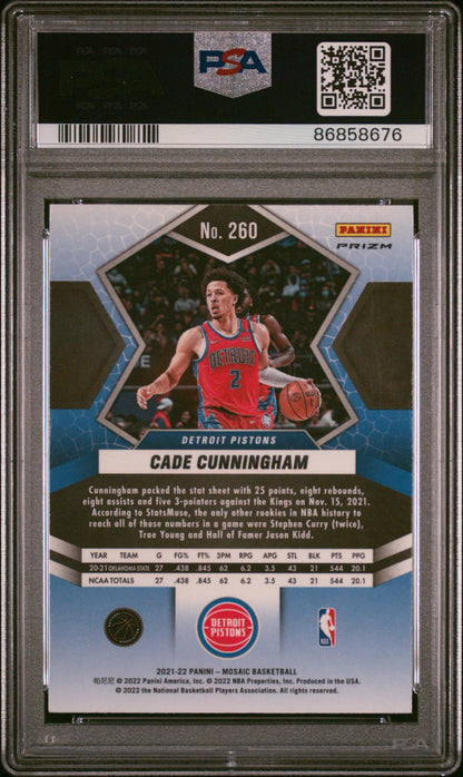 2021 Panini Mosaic White Sparkle Cade Cunningham #260 PSA 10