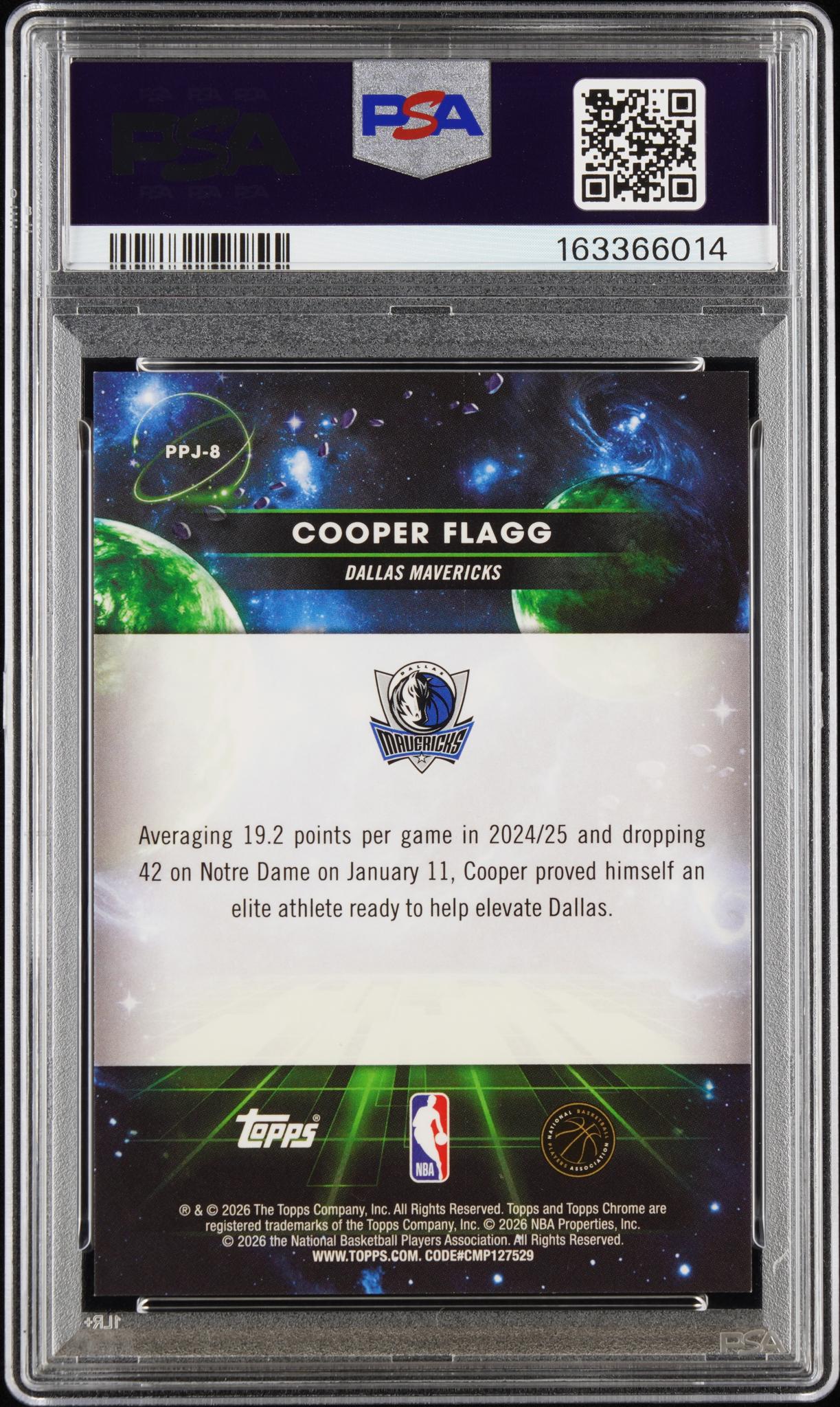 2025 Topps Cosmic Chrome Planetary Pursuit - Jupiter Cooper Flagg #PPJ-8 PSA 9