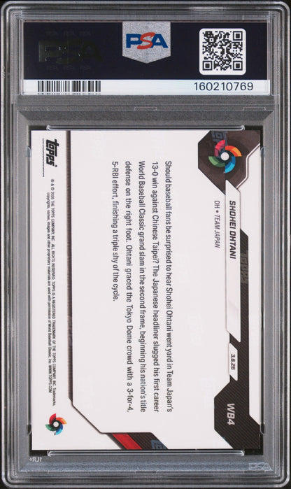 2026 Topps Now World Baseball Classic Orange Foil Shohei Ohtani #WB4 /25 PSA 10