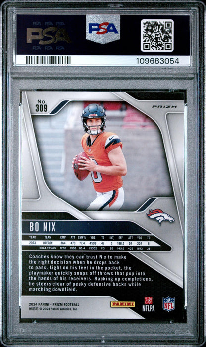 2024 Panini Prizm Orange Ice Bo Nix #309 PSA 10