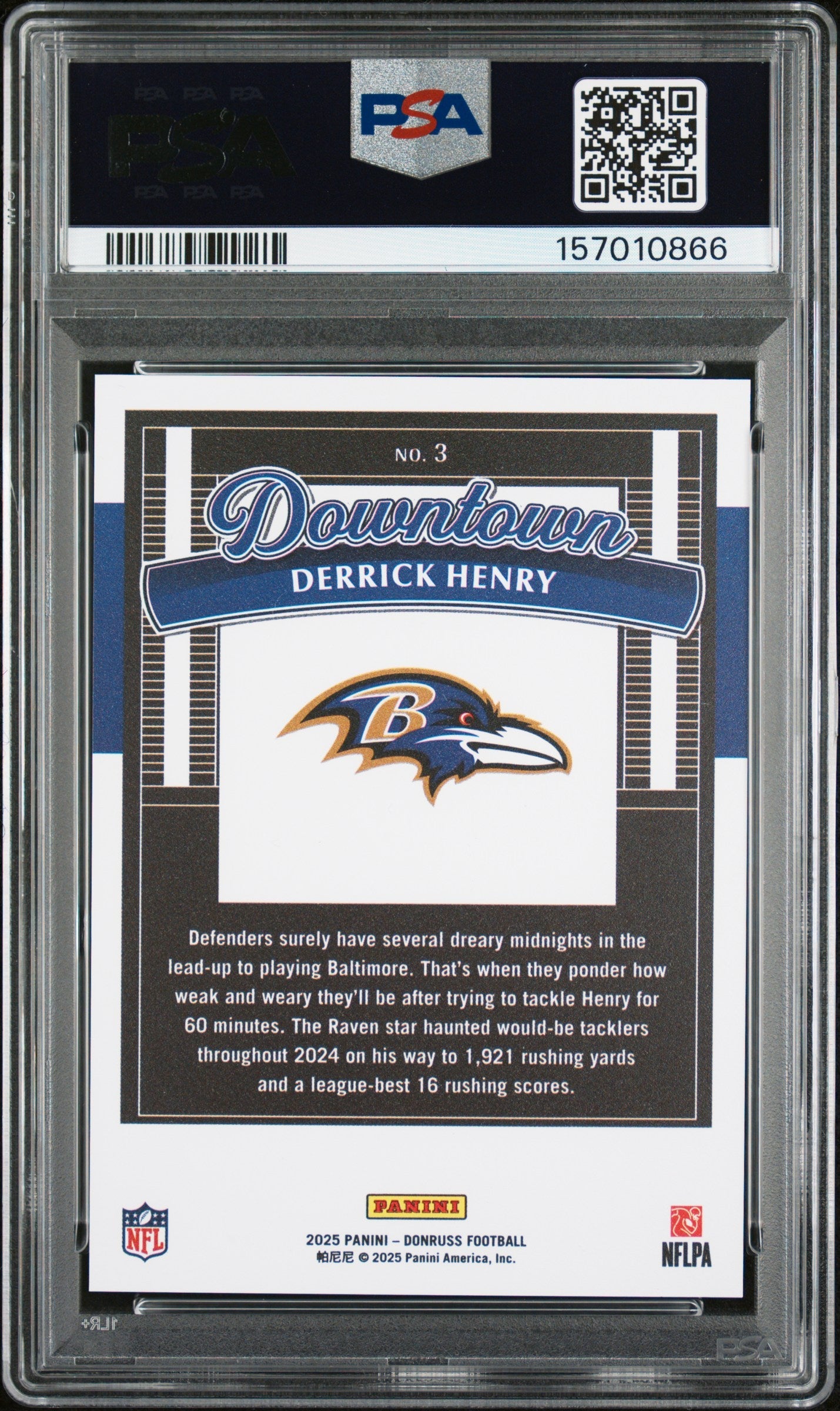 2025 Panini Donruss Downtown Derrick Henry #3 PSA 10