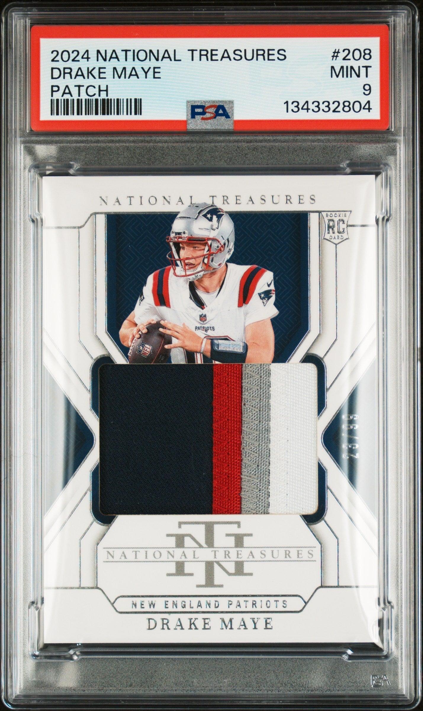 2024 National Treasures Patch Drake Maye #208 /99 PSA 9