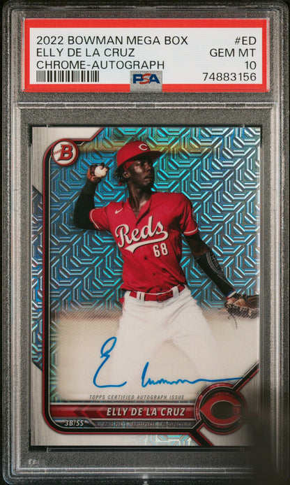 2022 Bowman Chrome Mega Box Autograph Elly De La Cruz #BMAED PSA 10
