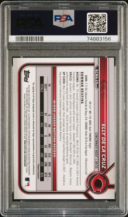 2022 Bowman Chrome Mega Box Autograph Elly De La Cruz #BMAED PSA 10