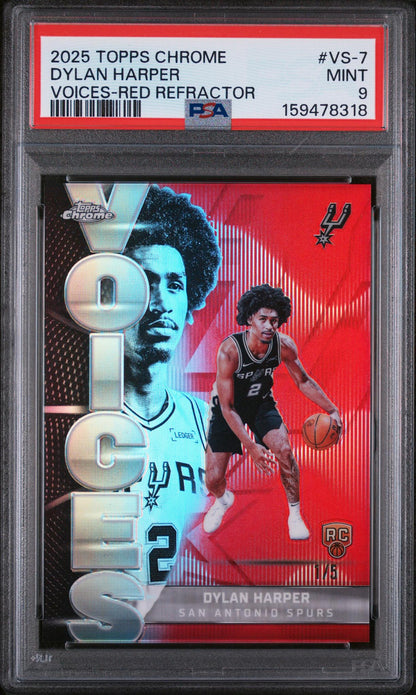 2025 Topps Chrome Voices Red Refractor Dylan Harper #VS-7 /5 PSA 9