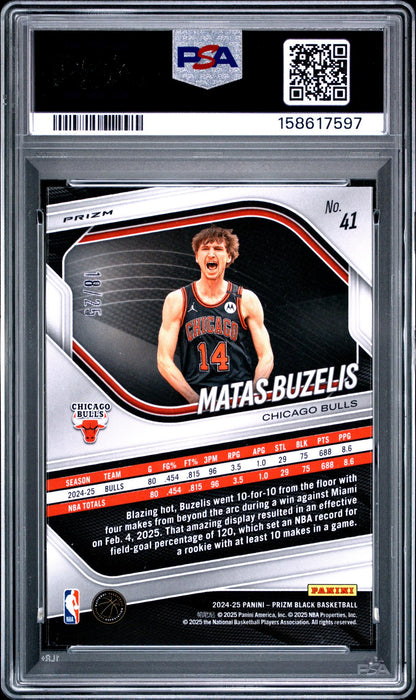 2024 Panini Prizm Black Mojo Prizm Matas Buzelis #41 /25 PSA 10