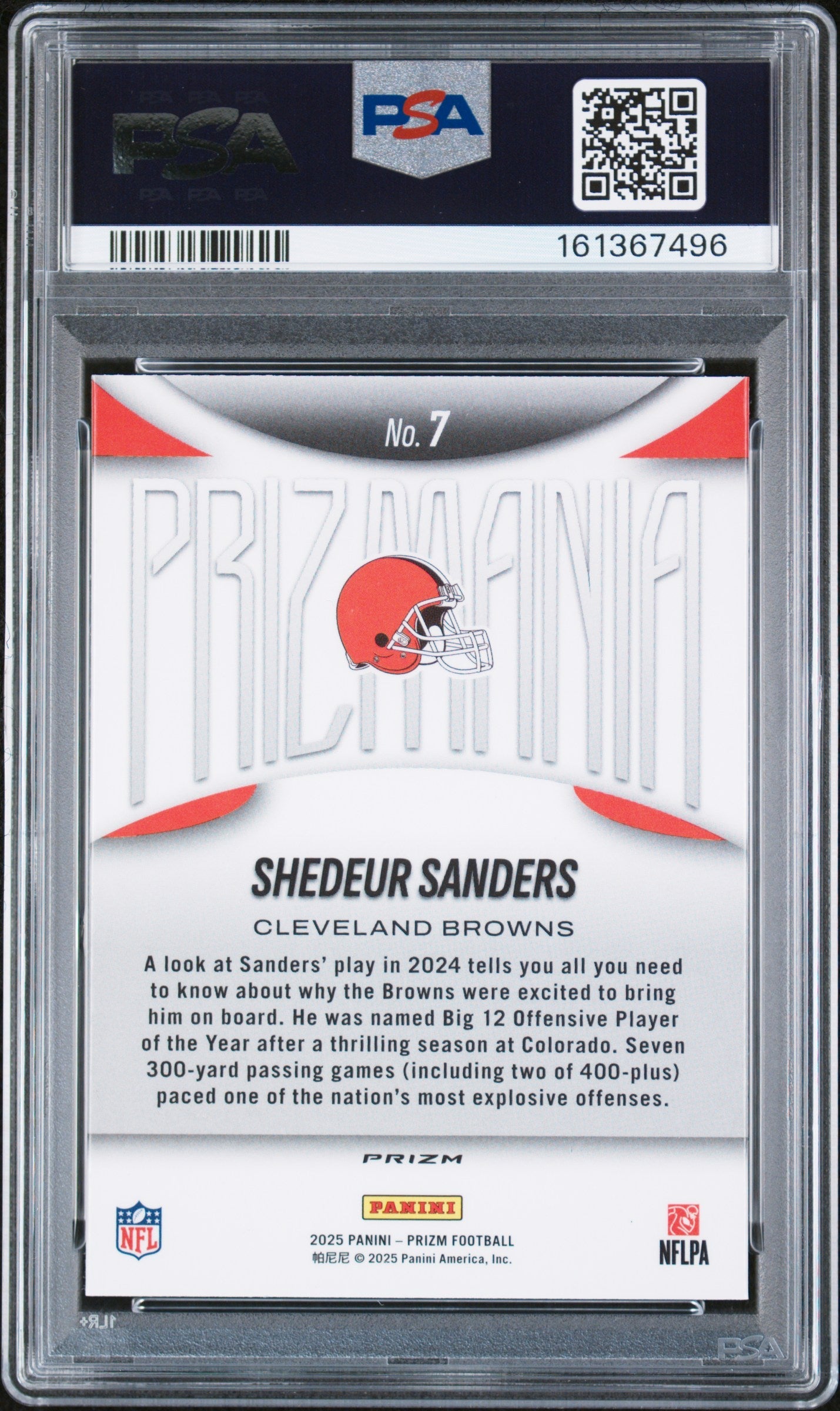 2025 Panini Prizm Prizmania Shedeur Sanders #7 PSA 9