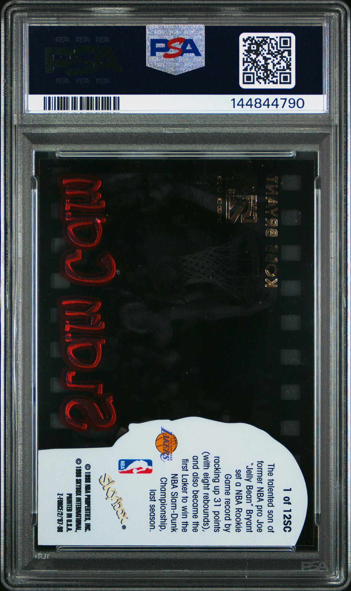 1997 Skybox Z-Force Slam Cam Kobe Bryant #1 PSA 9
