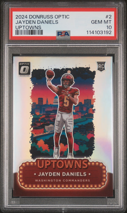 2024 Donruss Optic Uptowns Jayden Daniels #2 PSA 10