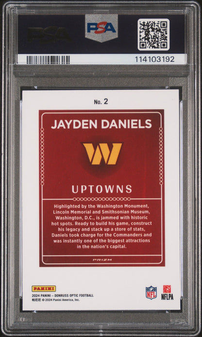 2024 Donruss Optic Uptowns Jayden Daniels #2 PSA 10