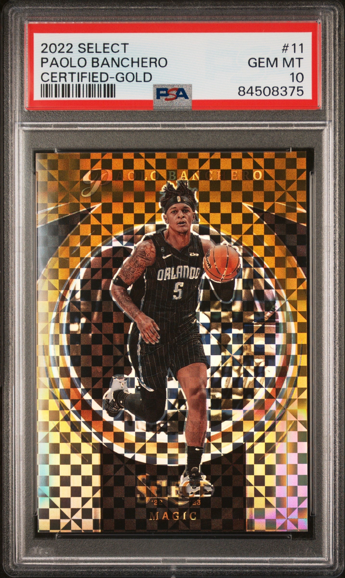 2022 Panini Select Certified Gold Prizm Paolo Banchero #11 /10 PSA 10