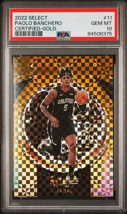 2022 Panini Select Certified Gold Prizm Paolo Banchero #11 /10 PSA 10