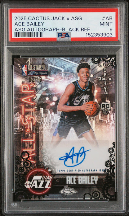 2025 Topps Chrome Cactus Jack X All-Star Game Autographs Black Refractors Ace Bailey #ASGVAB /10 PSA 9