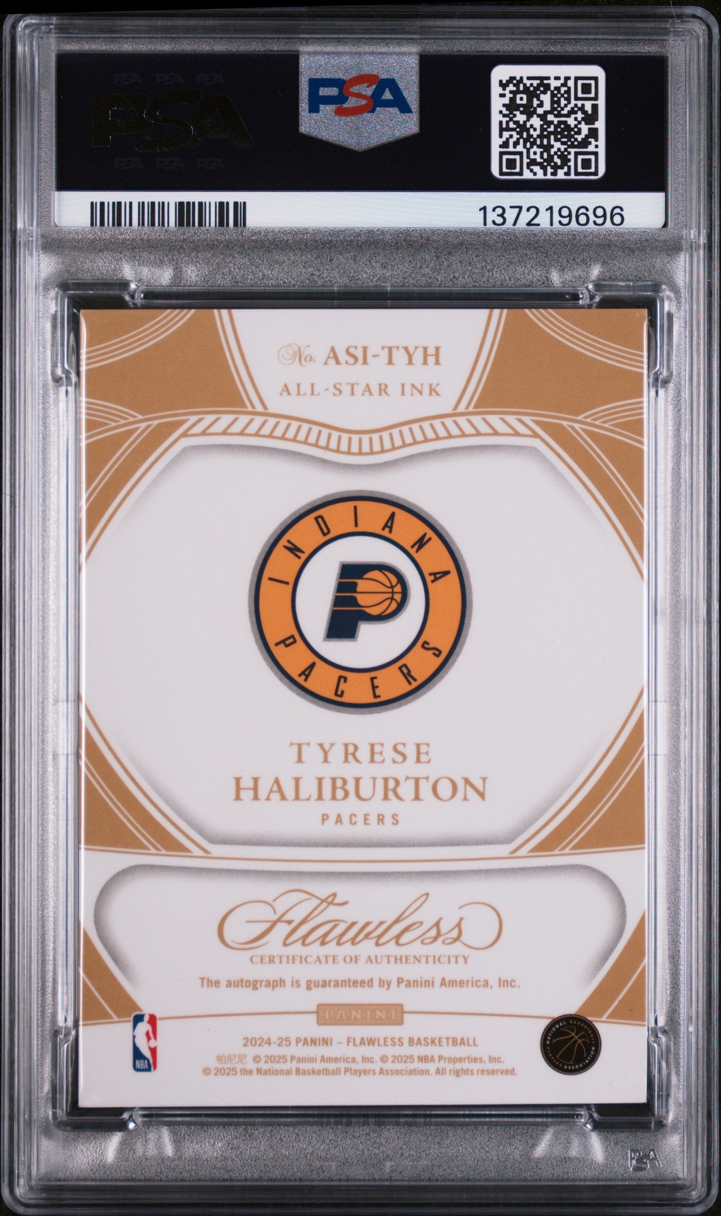 2024 Panini Flawless All-Star Ink Amethyst Tyrese Haliburton #ASI-TYH PSA 9
