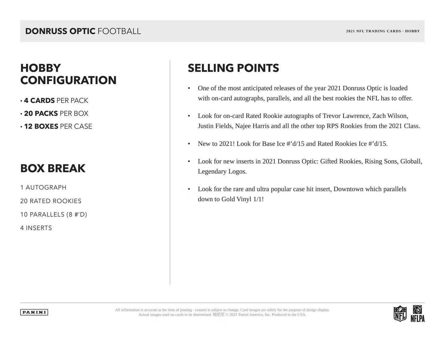 2021 Panini Donruss Optic Football Hobby Box