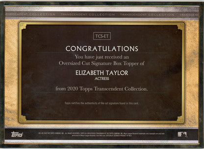 2020 Topps Transcendent Collection TCS-ET Elizabeth Taylor Transcendent Collection Auto