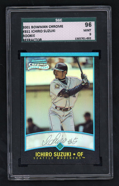 2001 Bowman Chrome Refractor Ichiro Suzuki #351 SGC 9