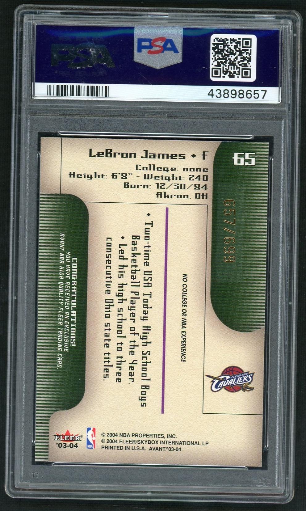 2003 Fleer Avant LeBron James #65 /699 PSA 7.5